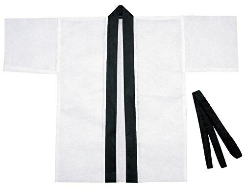 Artec Color Non-Woven Happi Coat (with Obi Sash) Adult Size L White 001364