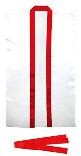 [Artec] Sports Day Happi Coat Satin Long Happi White (Red Collar) Size S 4077