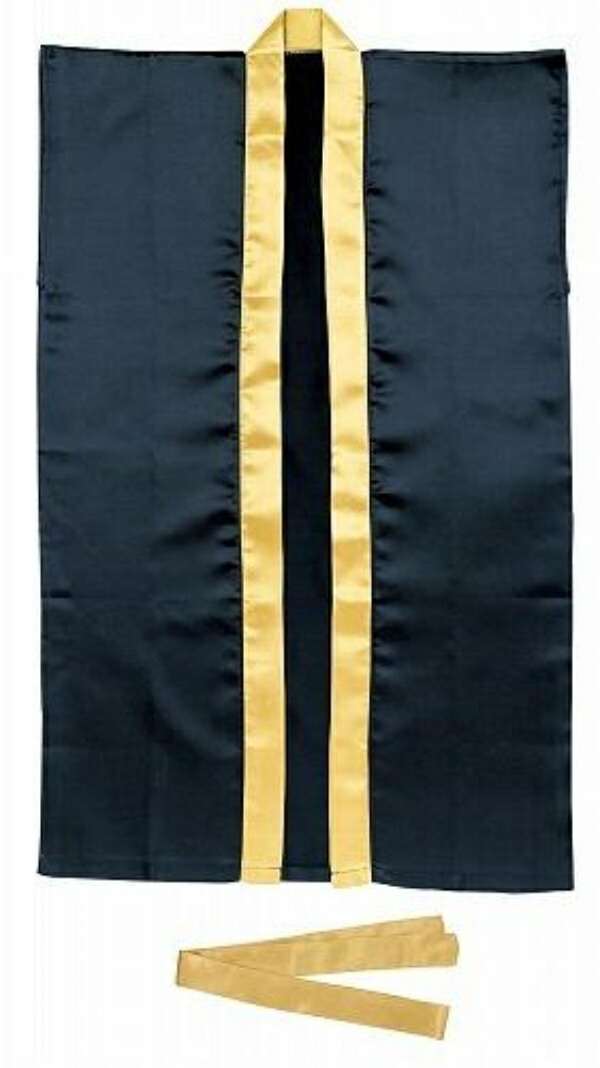 Artec Satin Long Happi Coat Black (Gold Collar) J (with Headband) 14429 Sports Day, Performance, Cheering Squad, Team Dance, Decorations, Costumes, Happi Coat, Hanten, Eisa, Yosakoi, Festival, Festival