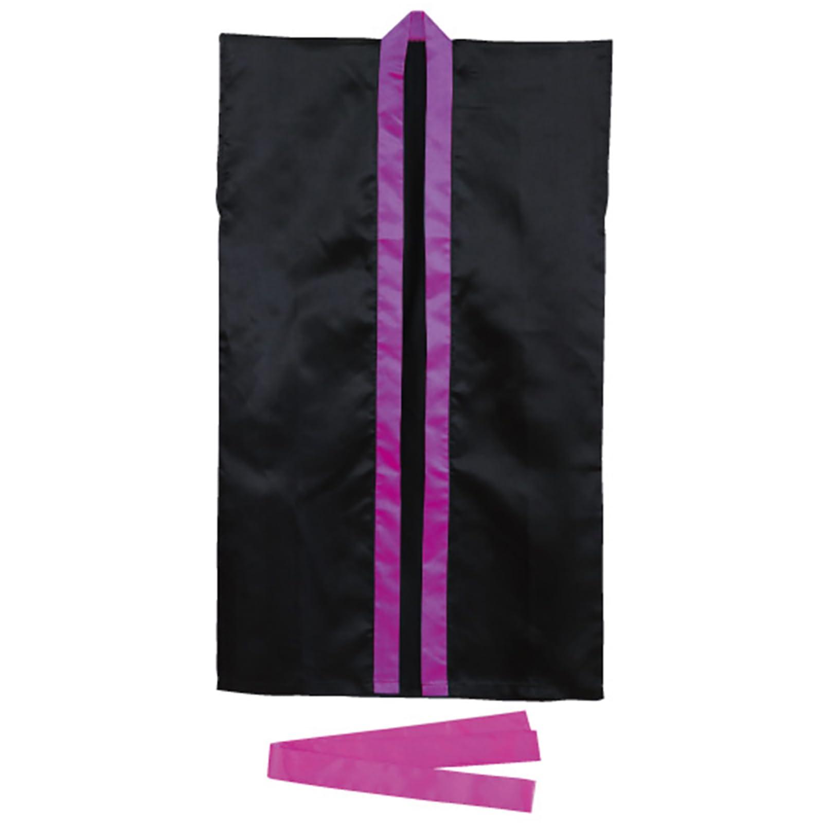 Artec Sports Day Happi Coat Soft Satin Long Sleeveless Happi (with Headband) Size S Black (Purple Collar) 18439