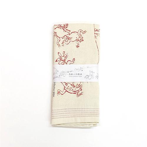 Contex Face Towel Cloth Calendar Bird and Beast Playful Paintings Sand Beige Approx. 33×100cm