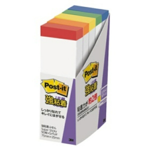 3M Post-it® Notes Strong Adhesive 75×25mm White (5-color band) 500SS-R 1 pack (5 pads)