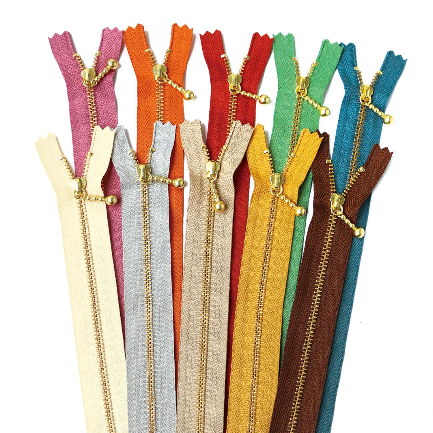 Y.K.K. Beaded Zipper Gold Autumn Color 10-Color Assortment 12cm 3G12-AT10MIX
