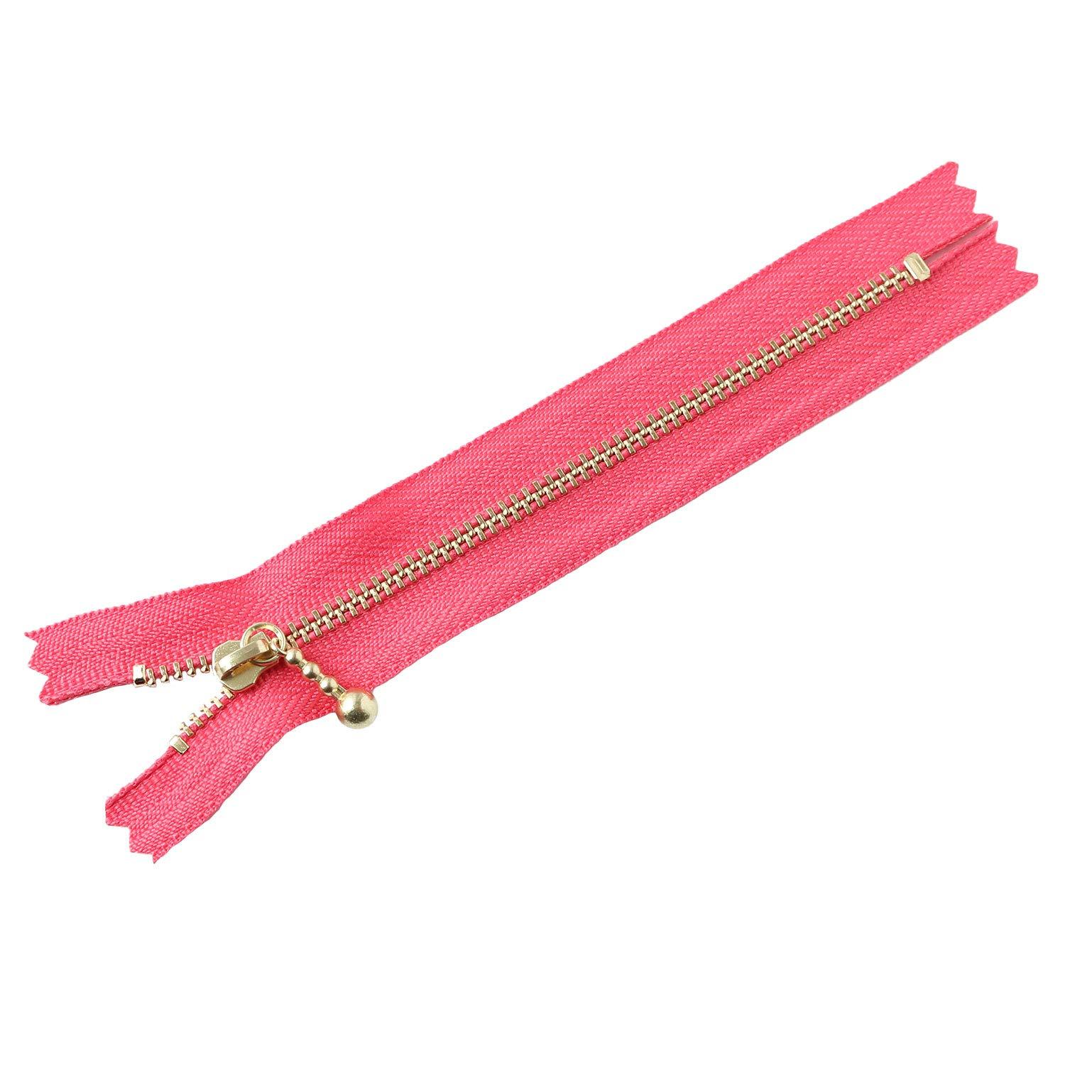 Y.K.K. Gold-Plated Zipper with Grommets, 14cm, 10 Pieces, Cherry Pink, 3G14-517