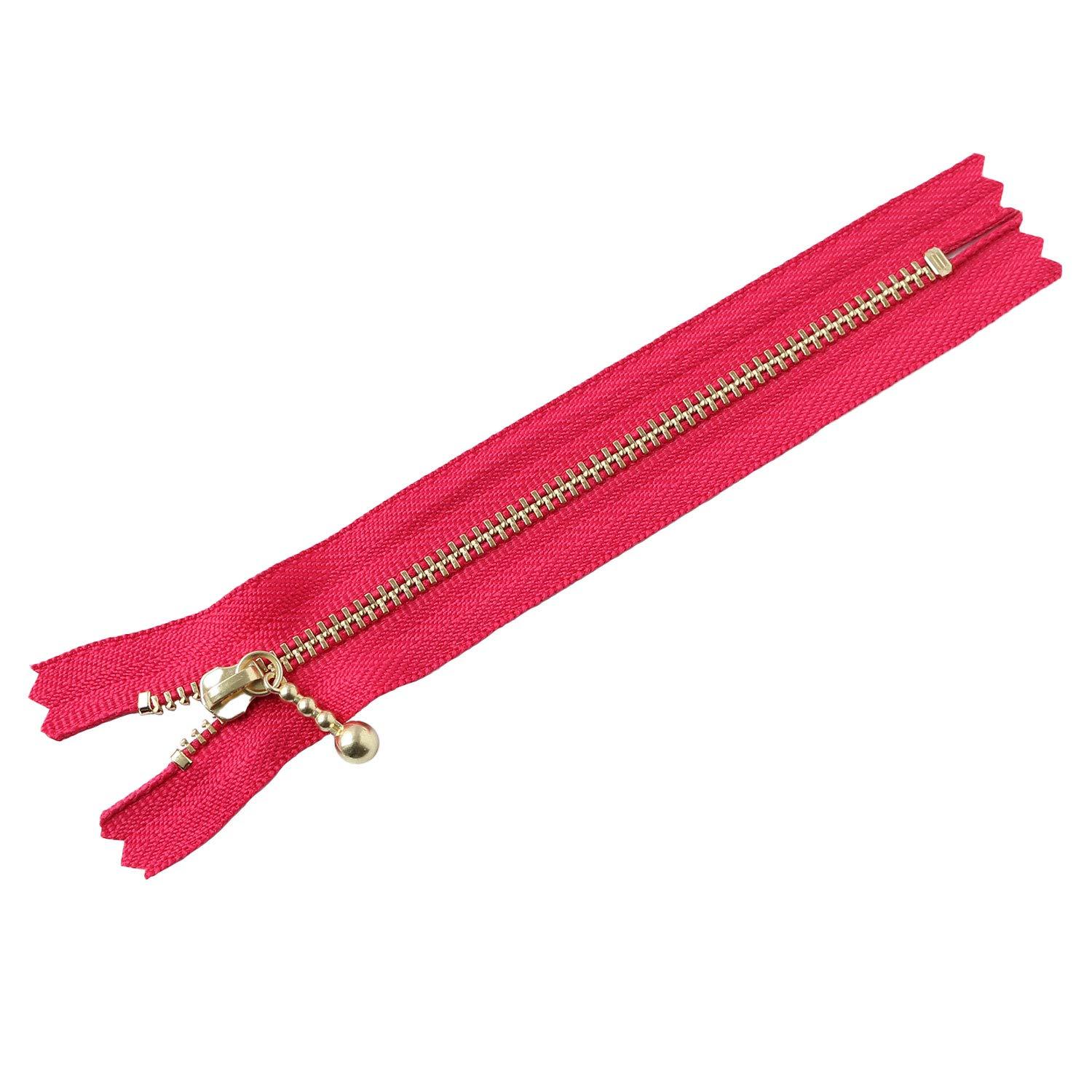 Y.K.K. Gold-Plated Zipper with Grommets, 14cm, 10 Pieces, Magenta, 3G14-817