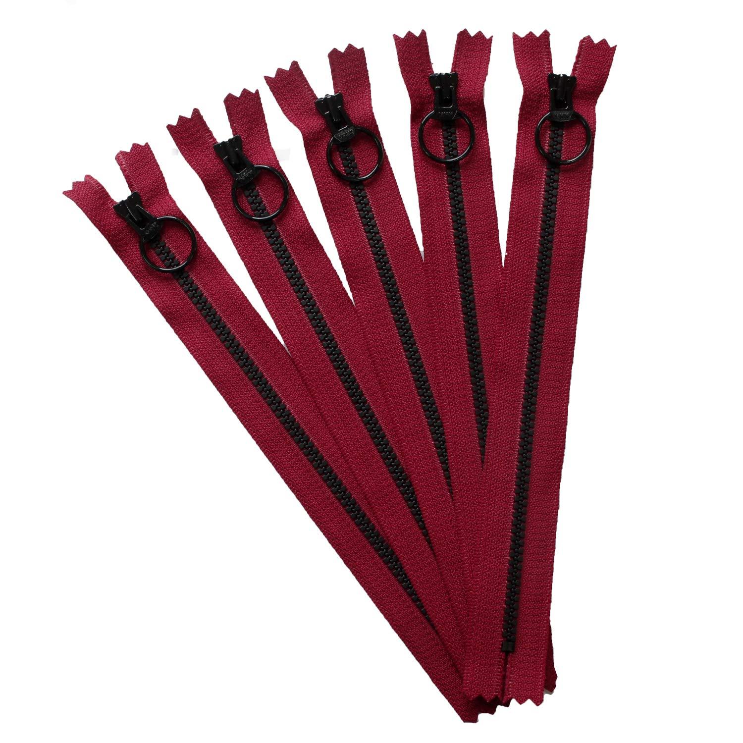 Y.K.K. Combi Fastener 30cm, 5-Piece Set in Same Color, Dark Red, 3VSC30-2080