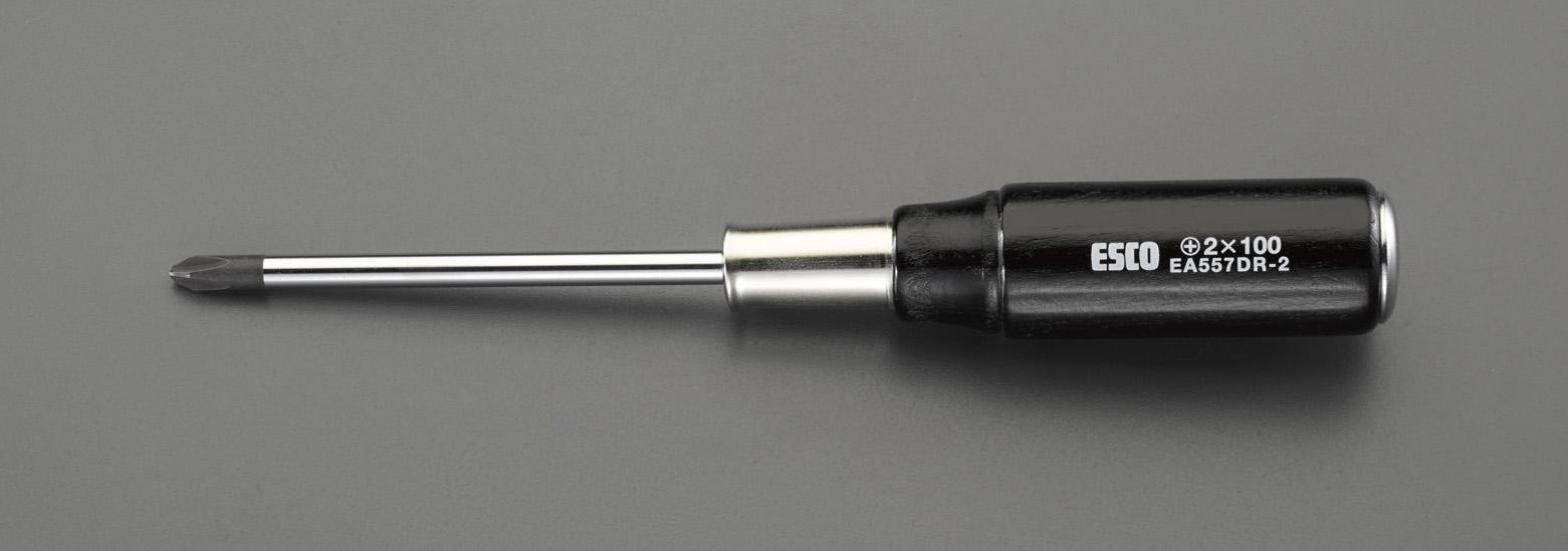 ESCO #1x75mm[+] Screwdriver (Through-Type/Wood Handle) EA557DR-1