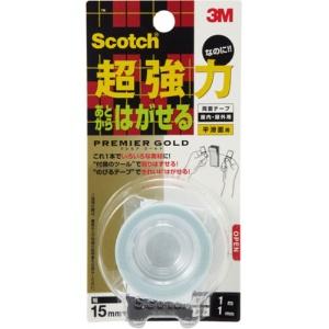 3M Double-Sided Tape Super Strong Yet Removable Later For Smooth Surfaces Width 15mm, Length 1m Scotch KRG-15 Small Roll Premium Gold