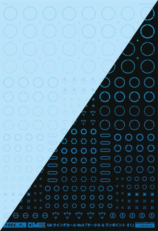 Ashita Decal GM Line Decal No.9 “Circle & One-Point #1” Clear & Neon Splash Blue