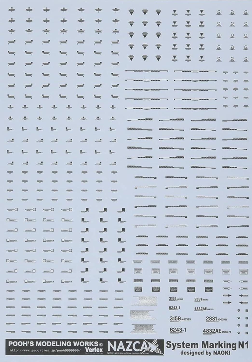 Puzumodeling Works Beltex System Marking N1 Dark Gray Plastic Model Decal VSC-N1K