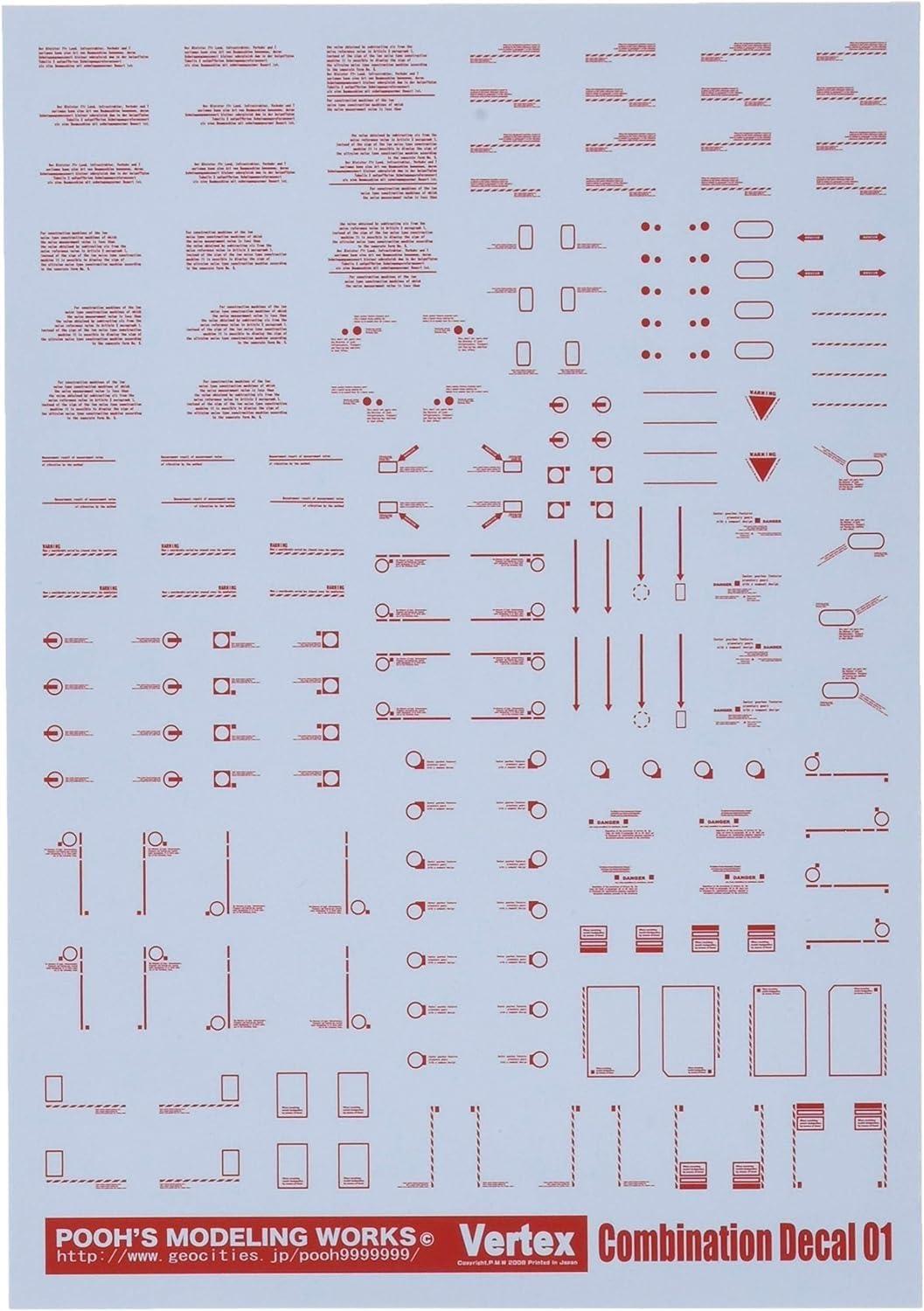 Puzumodeling Works Beltex Combination Decal 01 Red Plastic Model Decal VCD-01R