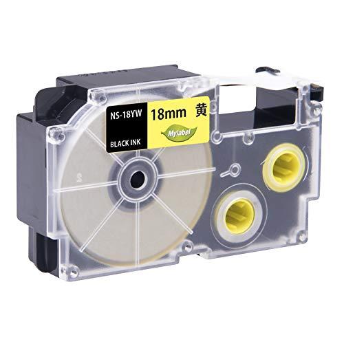 Mylabel Name Land Label Writer Tape <CASIO 18mm Yellow XR-18YW Compatible Yellow Tape with Black Text, Length 8M> Compatible Name Land Tape [365-Day Warranty]