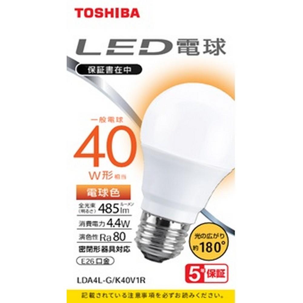 Toshiba LED Bulb General Bulb Shape A-Type 40W Equivalent Warm White Wide Beam LDA4L/G/K40V1R