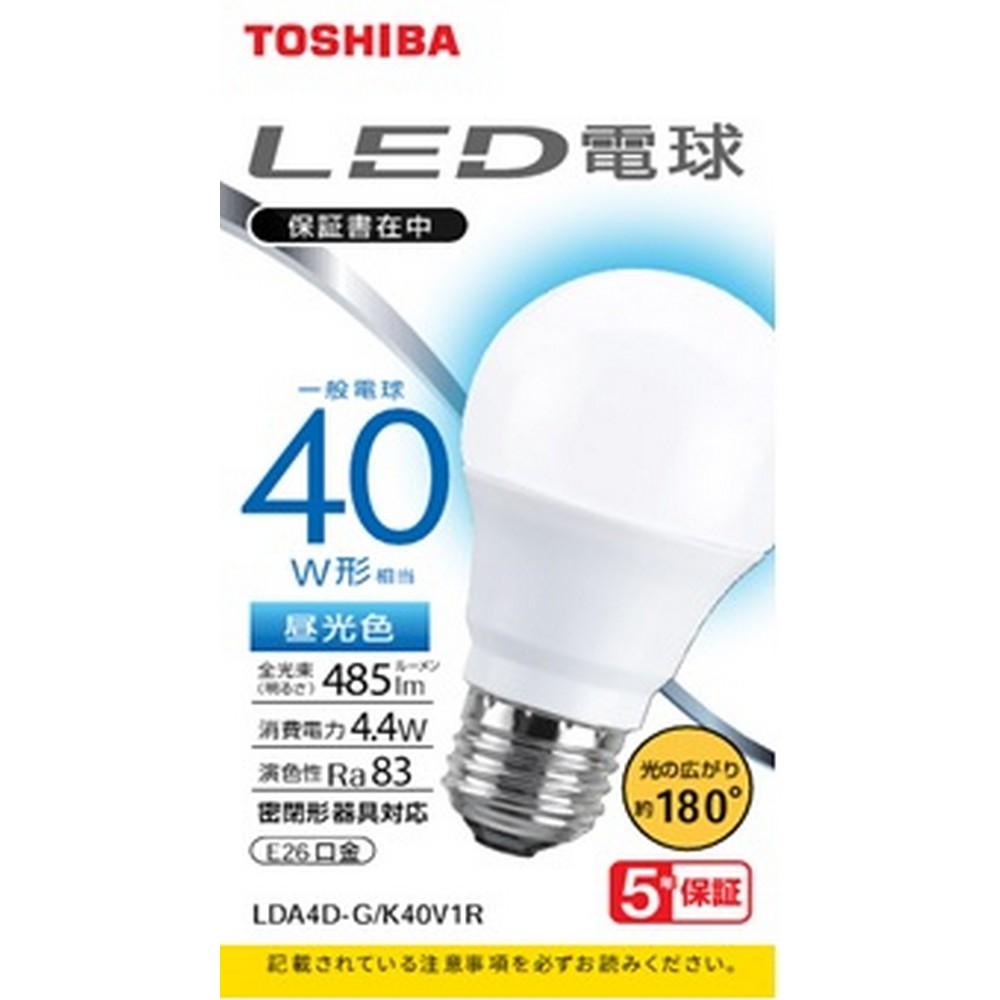Toshiba LED Bulb General Bulb Shape A-Type 40W Equivalent Daylight Color Wide Beam LDA4D/G/K40V1R