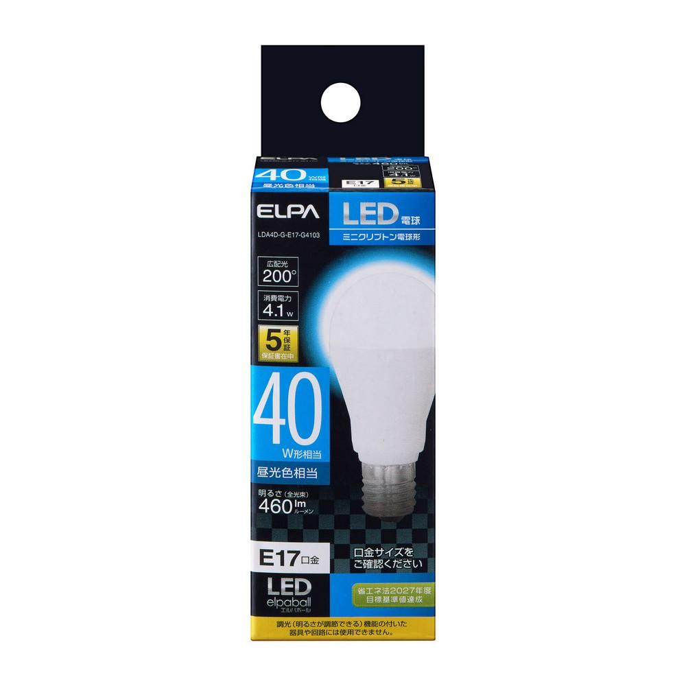 ELPA LED Bulb Mini Krypton Type E17 Indoor Use LDA4D-G-E17-G4103