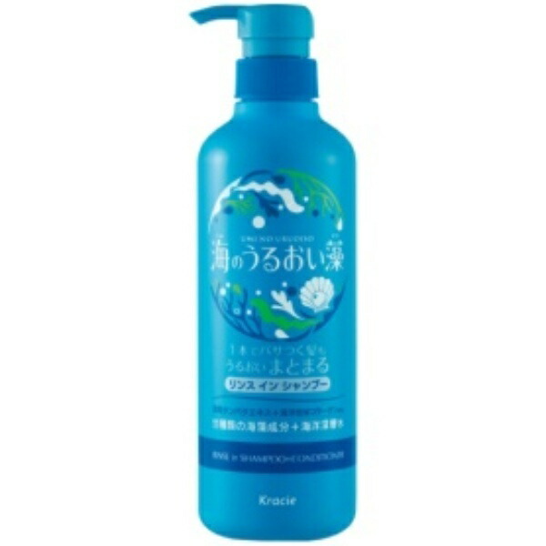 Kracie Home Products Sea Moisture Algae Moisture Care Rinse-in Shampoo With Pump 490ml 1 Bottle