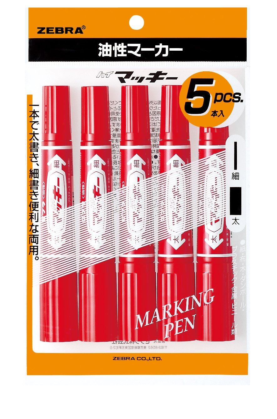 ZEBRA Oil-Based Marker Hi-Marker Red 5-Pack P-MO-150-MC-R5