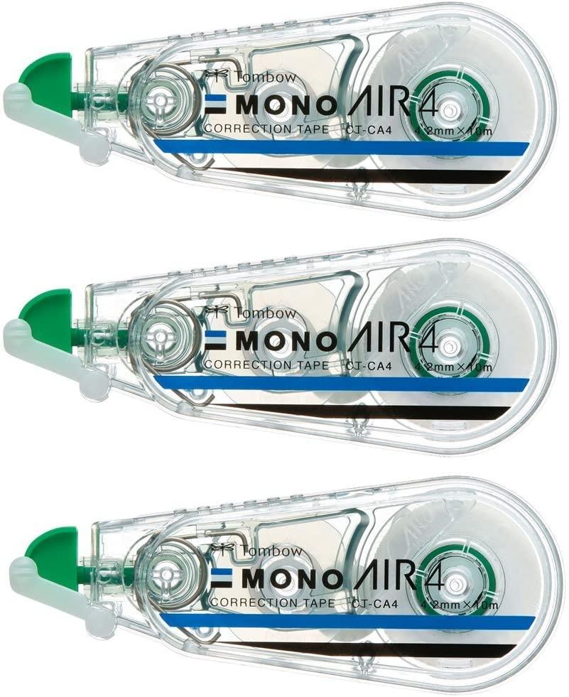 Tombow Pencil Correction Tape 4.2mm MONO Mono Air (Light Touch, High Adhesion Tape) Disposable Type 10m 3-Pack KPB-324 (CT-CA4×3)