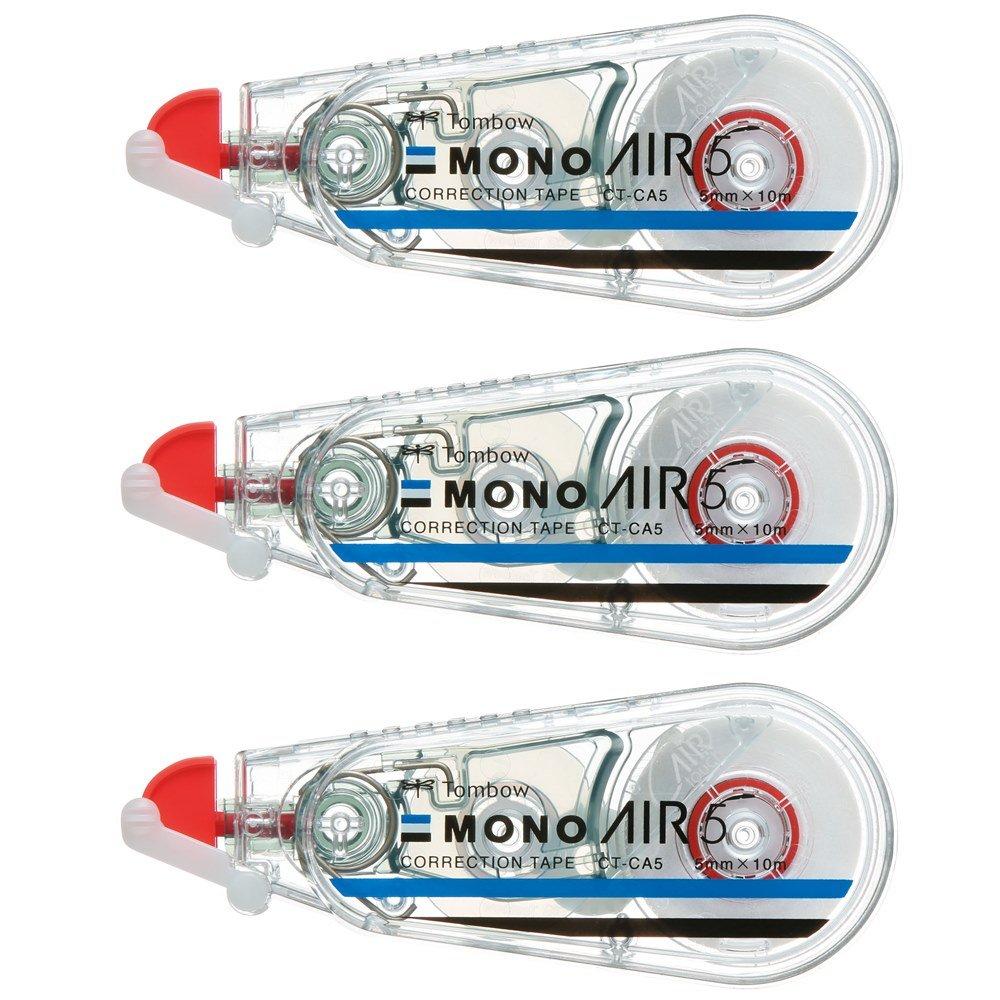 Tombow Pencil Correction Tape 5mm MONO Mono Air (Light Touch, High Adhesion Tape) Disposable Type 10m 3-Pack KPB-325 (CT-CA5×3)