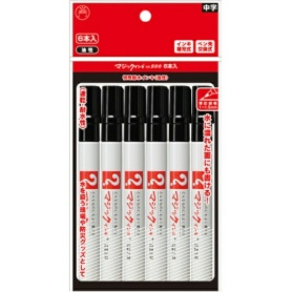 Teranishi Chemical Oil-Based Marker Magic Ink No. 500 (Fine Tip) Black M500-T1-6P 1 Pack (6 Pens)