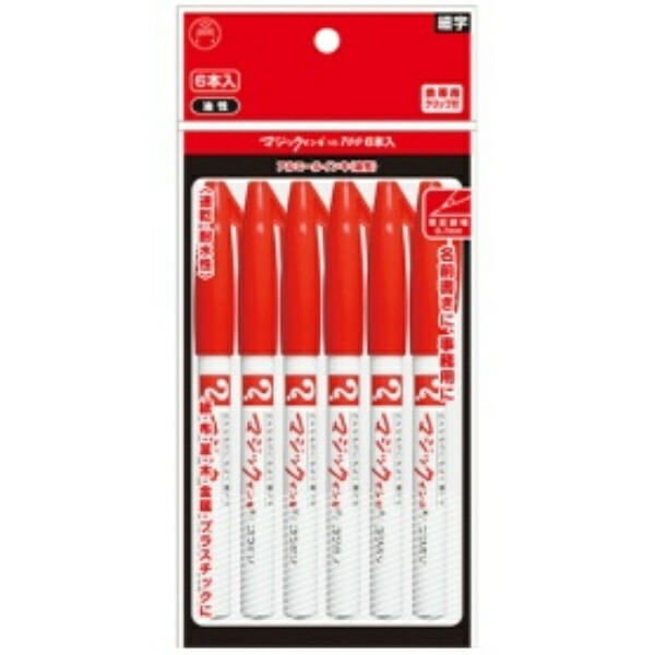 Teranishi Chemical Oil-Based Marker Magic Ink No. 700 Extra Fine 0.7mm Red M700-T2-6P 1 Pack (6 Pens)
