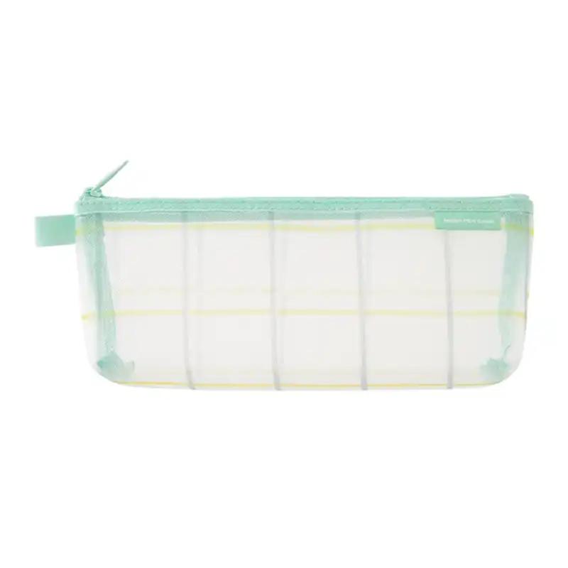 Midori Pen Case Mesh Gusseted Check Pattern Green 41848006