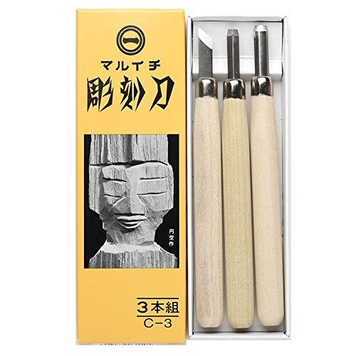 Yoshiharu Cutlery Maruichi Engraving Knives Paper Box Set of 3 C-3