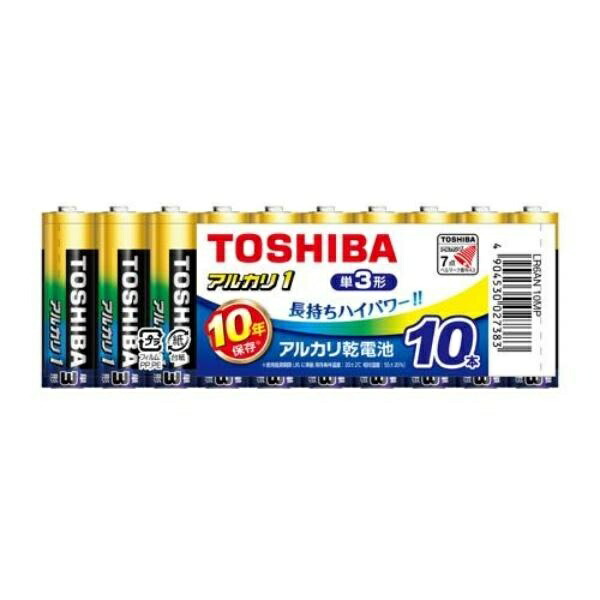 TOSHIBA Alkaline Dry Cell Batteries AA Size 10-Pack 1.5V Recommended Use Period 10 Years Leak-Proof Design Alkaline 1 Value Pack LR6AN 10MP