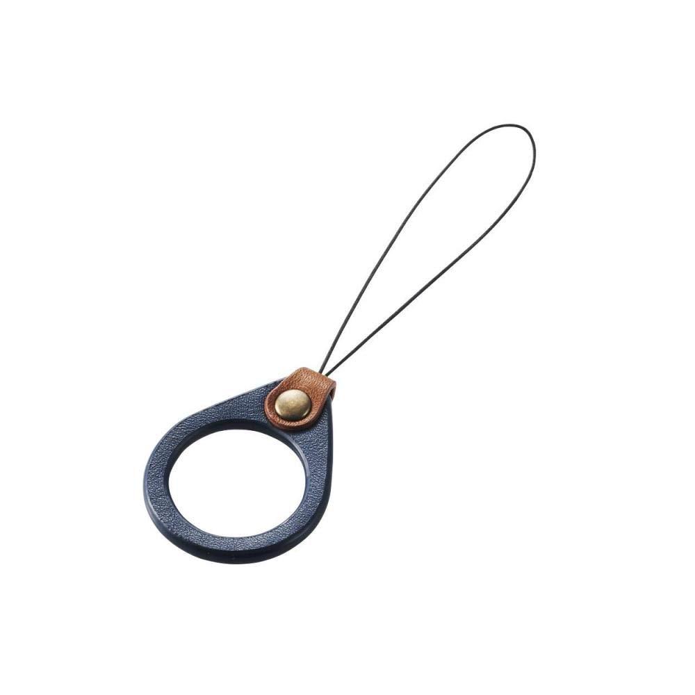 ELECOM Strap Ring Strap for Mobile Phones/Smartphones L Size (Inner Diameter 22mm) [Soft Leather for Easy Pairing with Wallet-Style Cases] Navy P-STF03BU