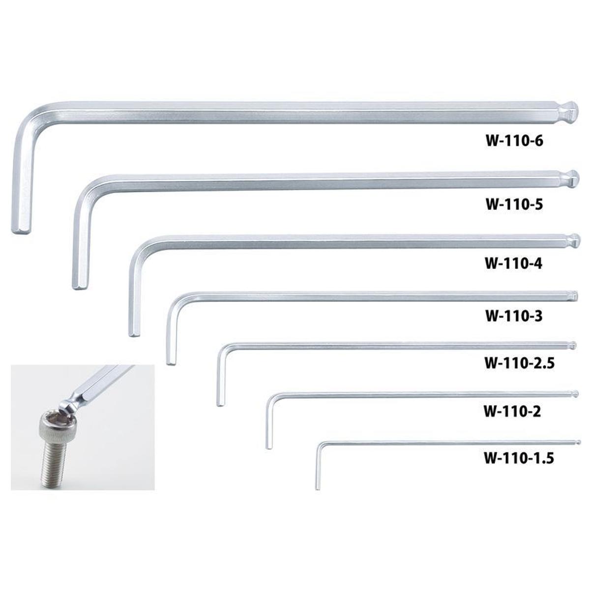 HOZAN Ball-Point Wrench, Hard Chrome Plated Spanner Size: 2mm W-110-2 only