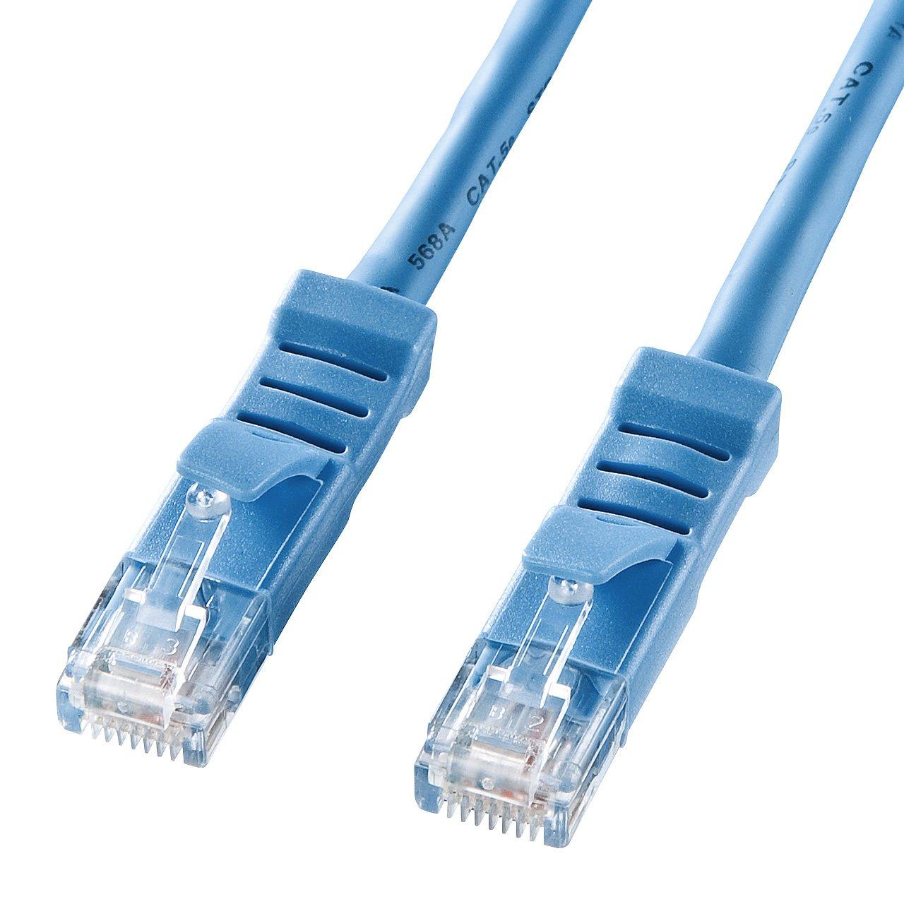 Sanwa Supply L-Shaped Category 5e Twisted Pair LAN Cable 0.3m Light Blue KB-T5YL-003LB