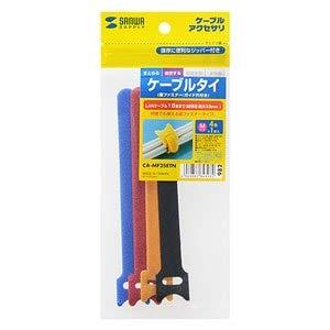 Sanwa Supply Cable Ties (Velcro) M Size Blue, Black, Red, Yellow 1 Each