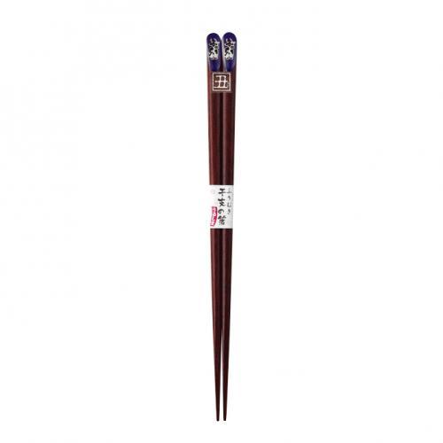 Ishida Wakasa Lacquered Chopsticks Furimuki Zodiac Chopsticks Eto no Hashi: Rat (Ne) 23cm Made in Japan 12901-5