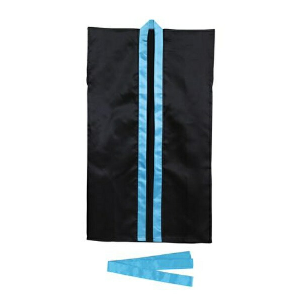 [Artec] Sports Day Happi Coat Soft Satin Long Sleeveless Happi (with Headband) Size L Black (Blue Collar) 14451