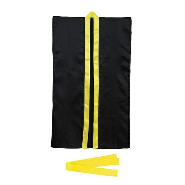 [Artec] Sports Day Happi Coat Soft Satin Long Sleeveless Happi (with Headband) Size L Black (Yellow Collar) 14452