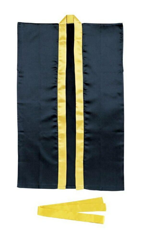 [Artec] Sports Day Happi Coat Soft Satin Long Sleeveless Happi (with Headband) Size L Black (Gold Collar) 14453