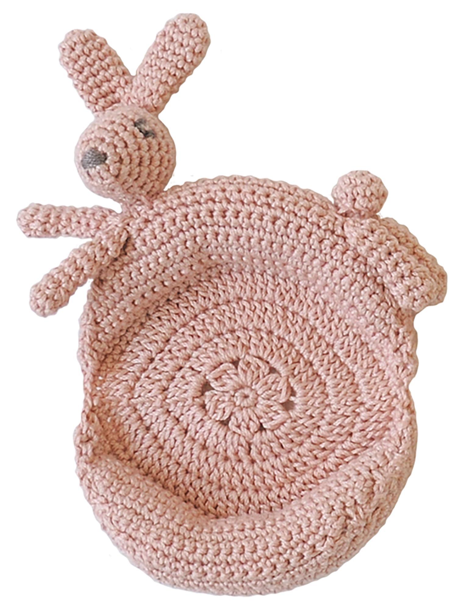 Hamana Knitting Kit Animal Coaster Kit (Uses Hamana Wash Cotton Crochet Yarn) COL.A Rabbit Size Approx. Width 8cm Height 10.5cm (Face, hands, feet, and tail not included) H320-003-068