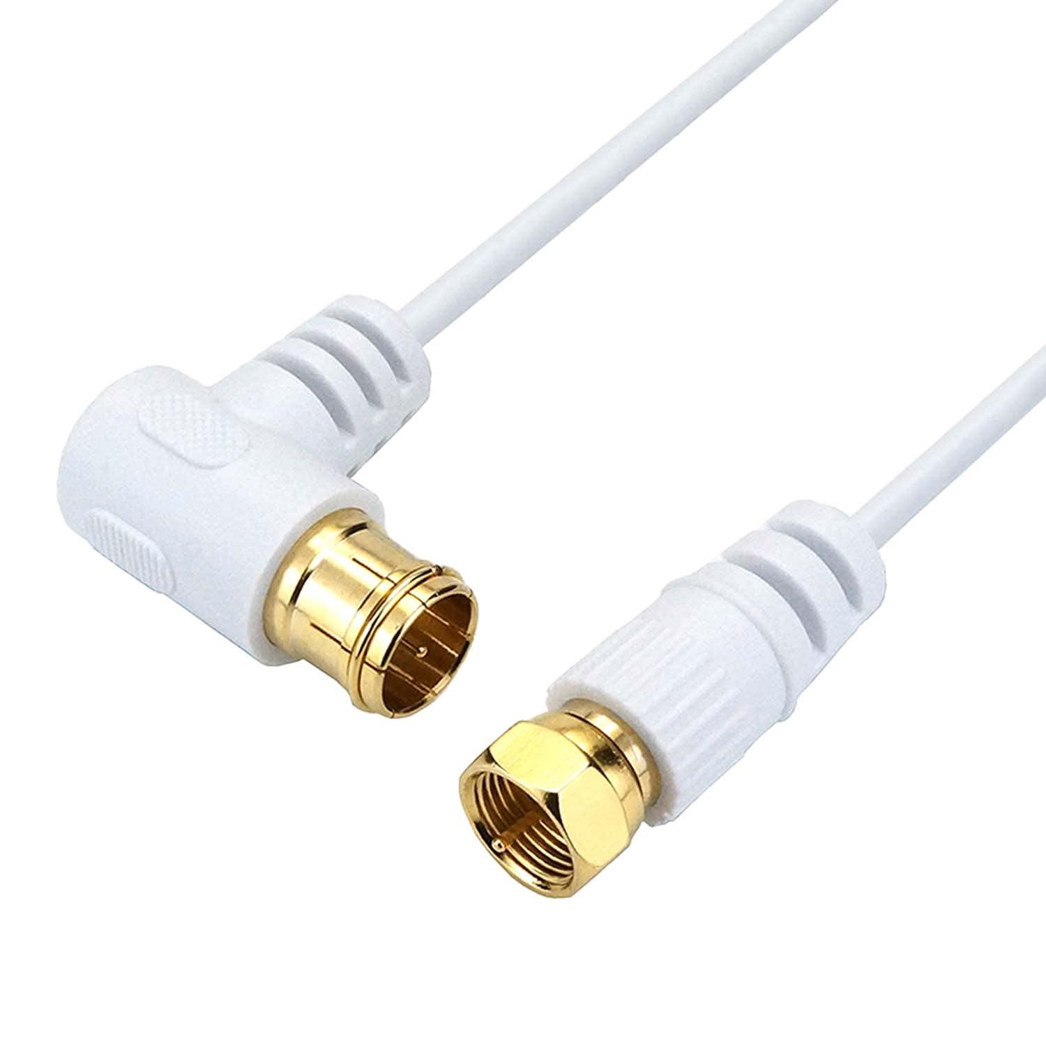 Horick Ultra-Fine Antenna Cable S-2.5C-FB Coaxial 50cm White L-Shaped Plug/Screw-Type Connector AC05-776WW