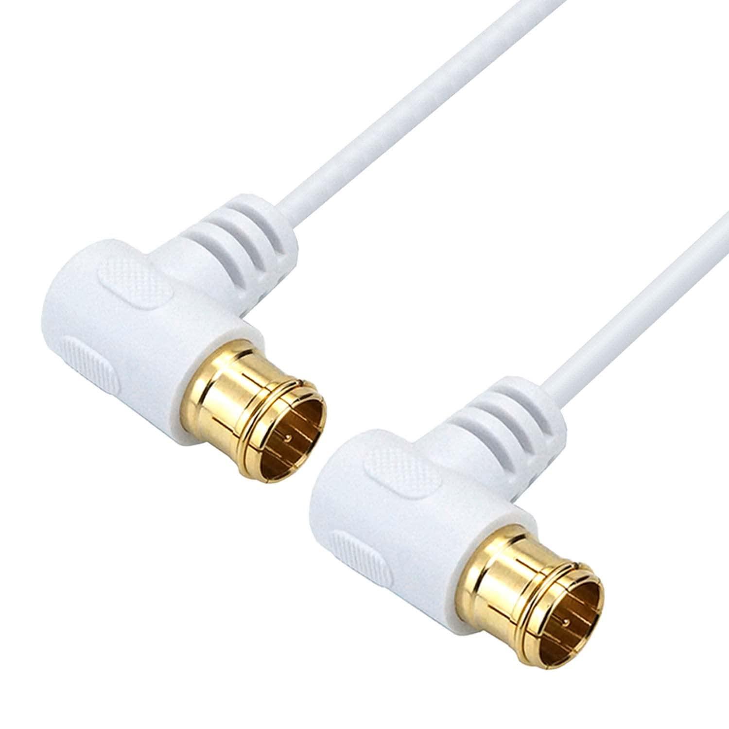 Horick Ultra-Fine Antenna Cable S-2.5C-FB Coaxial 50cm White Dual L-Shaped Plug Connectors AC05-788WW
