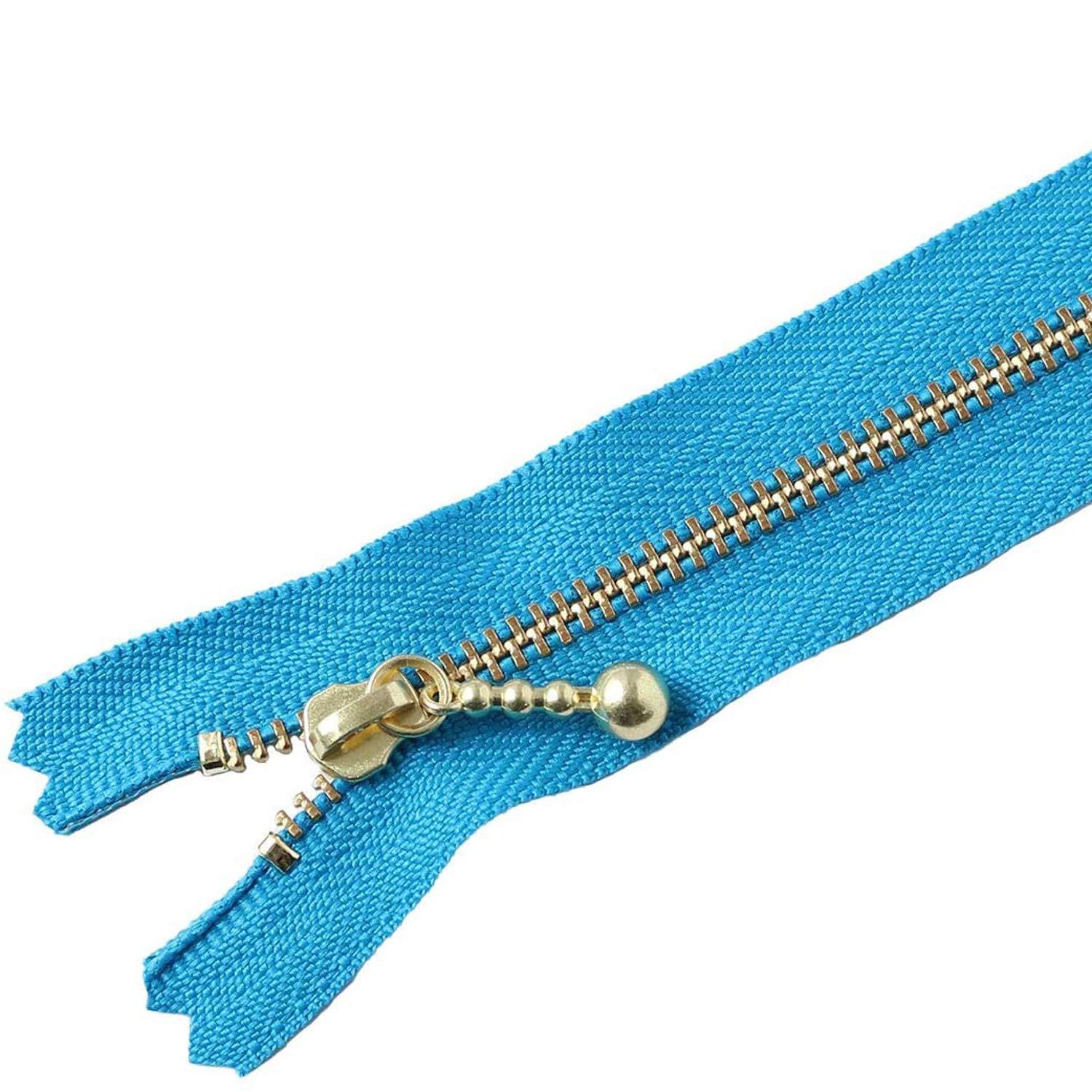 Y.K.K. Beaded Zipper Gold 18cm Cobalt Blue 3G18-549