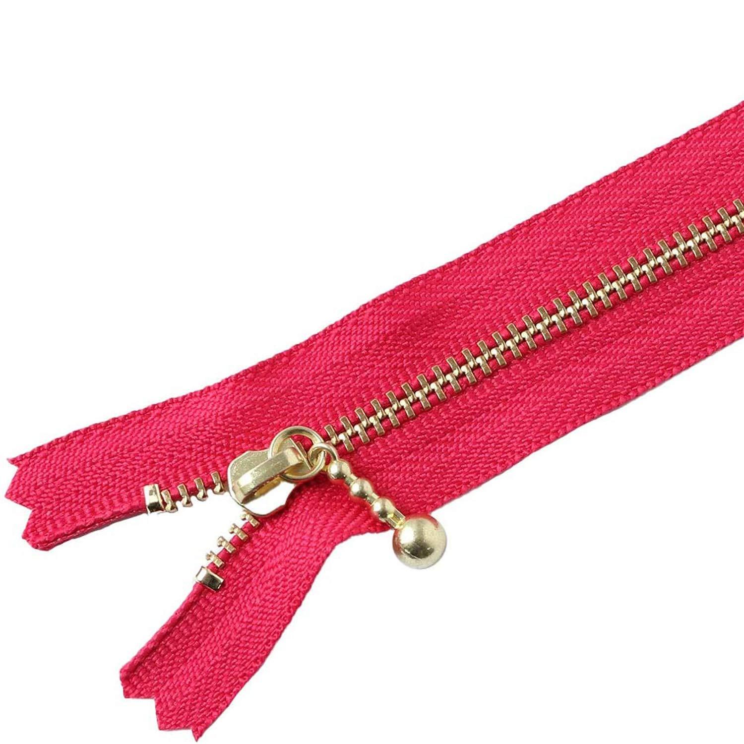 Y.K.K. Beaded Zipper Gold 18cm Magenta 3G18-817