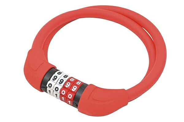 J&C Small Adjustable Dial Wire Lock JC-059W R Red Length: 600mm Wire Diameter: 10mm