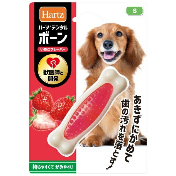 Dental Toy Bone Dog Toy Teeth Cleaning Toy S Strawberry Flavor | Hartz | Dental Care | Teeth Cleaning