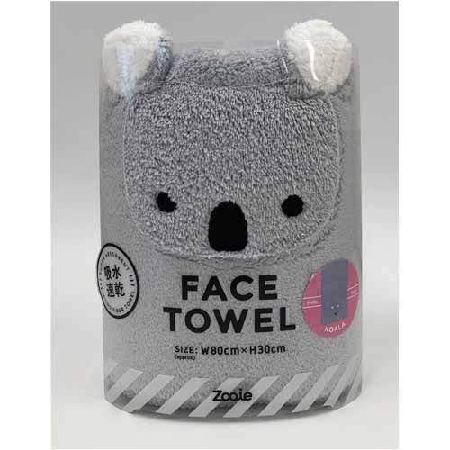 carari Face Towel 3x Absorbency Microfiber Koala Quickly absorbs water into fiber gaps Quick-drying Marshmallow-soft feel Fluffy and bouncy 30×80cm Sea Bee Japan Carari Zooie