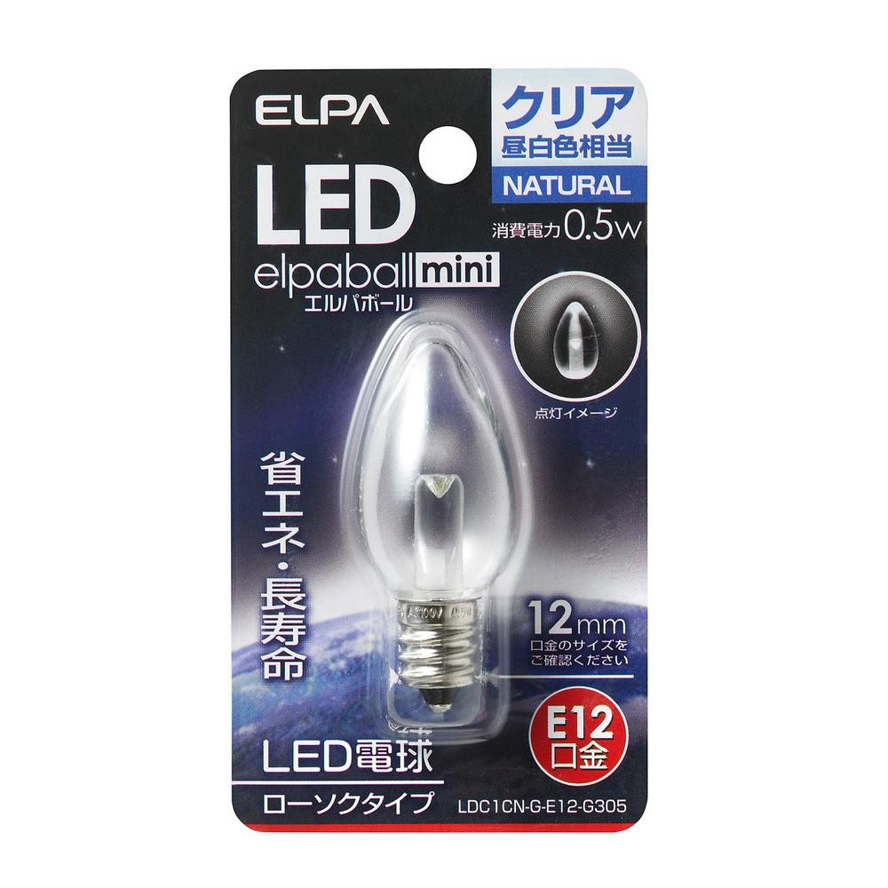 ELPA LED Decorative Bulb Candle Shape E12 Clear Daylight White LDC1CN-G-E12-G305