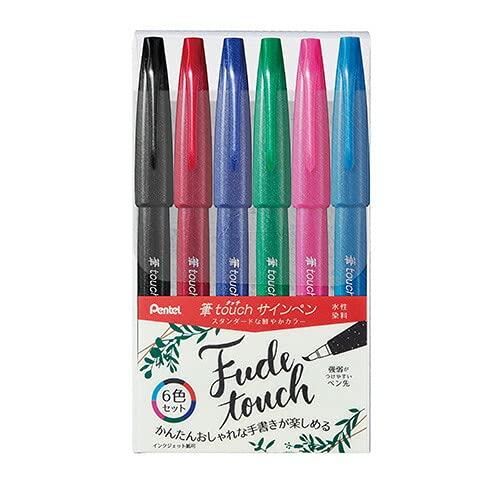 Pentel Brush Touch Sign Pen SES15C-6STA 6-Color Set A