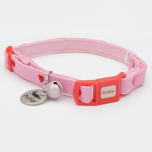 Petio Collar Cat Collar Heart Leather Collar Pink for Cats
