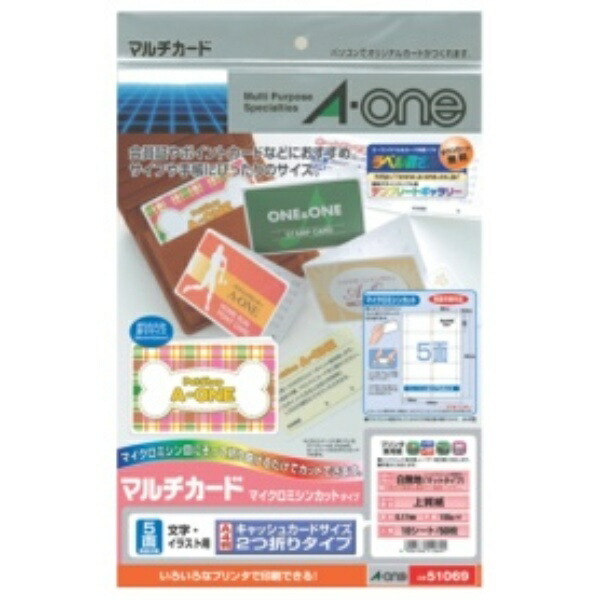 A-One Multi-Card Cash Card Size 2-Fold 10 Sheets 51069