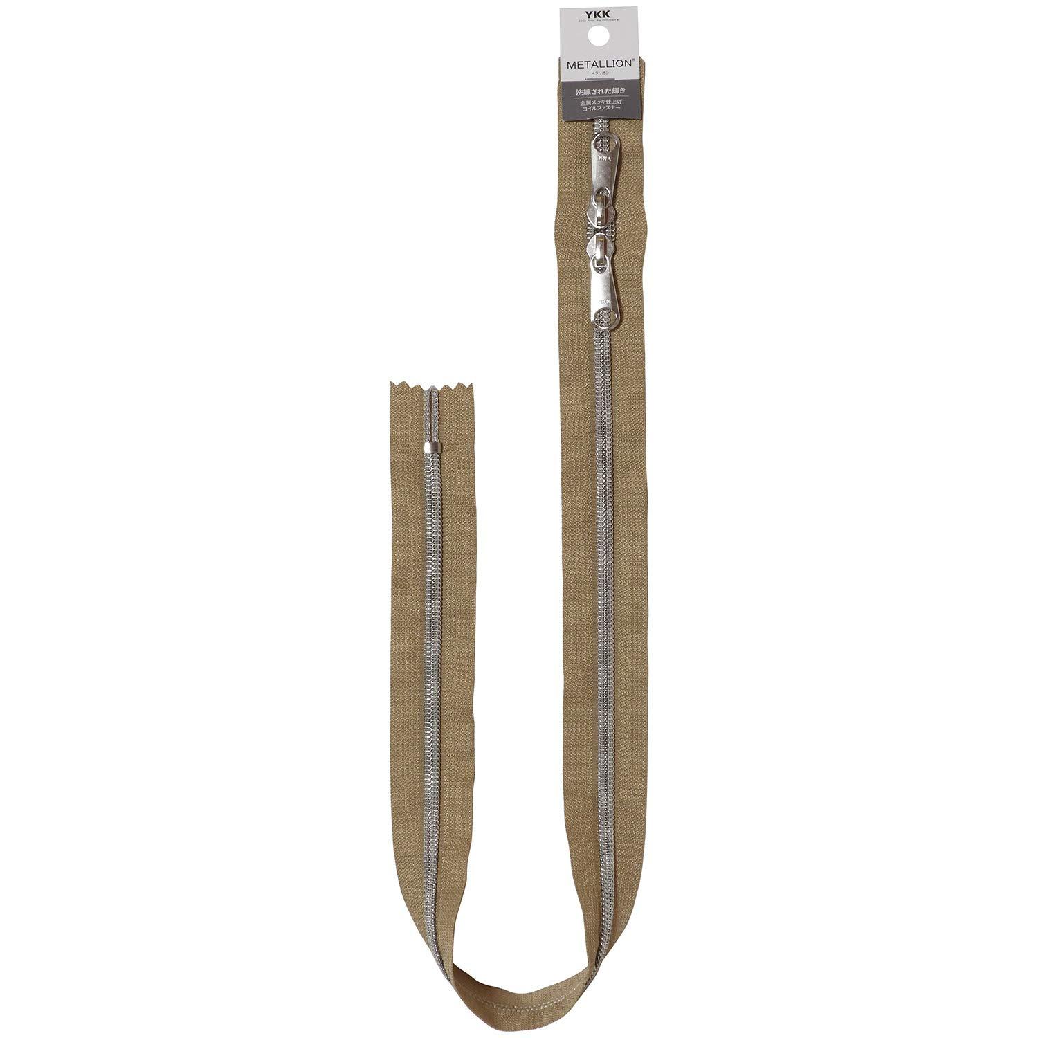 YKK Metalion Zipper Silver 60cm Two-Way #573 Beige 5CMS-60SH