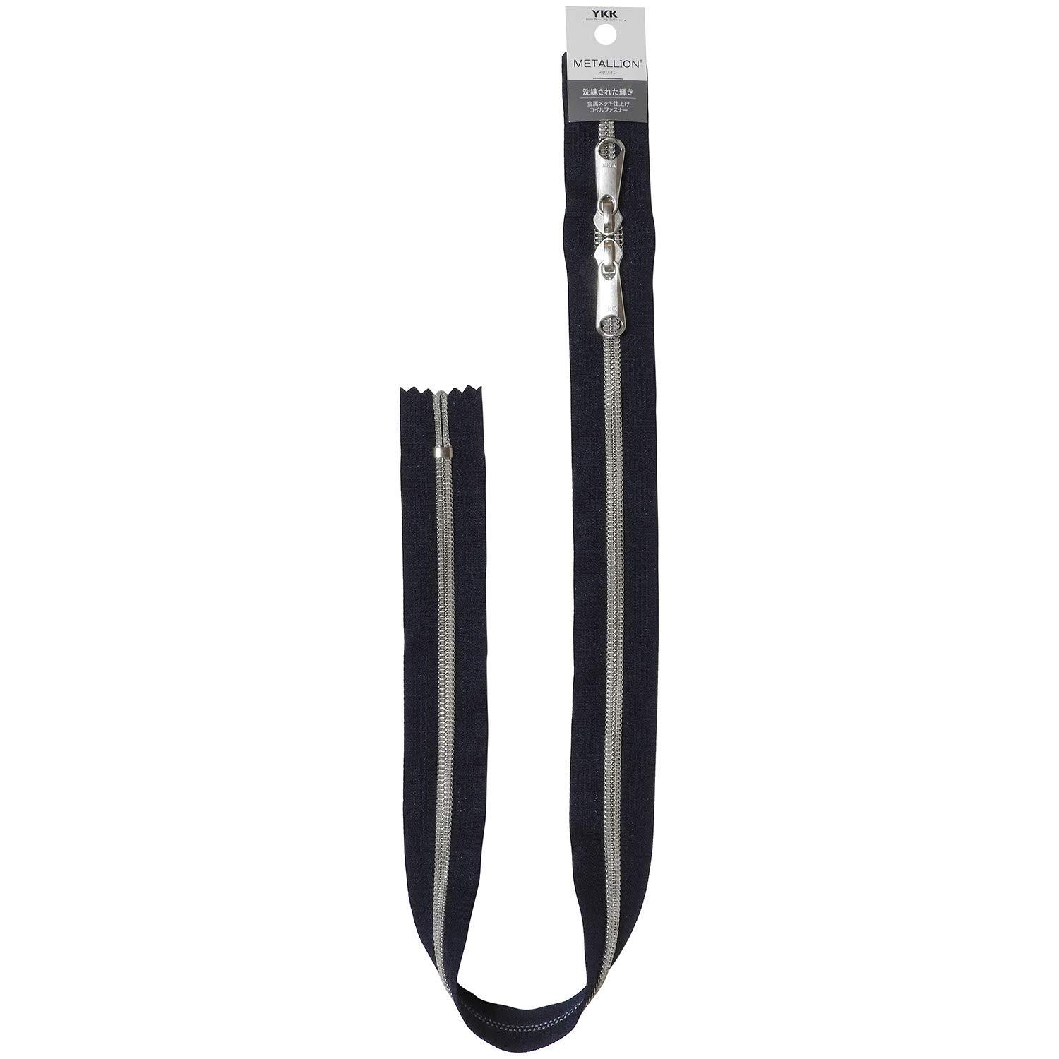 YKK Metalion Zipper Silver 60cm Two-Way #058 Navy 5CMS-60SH